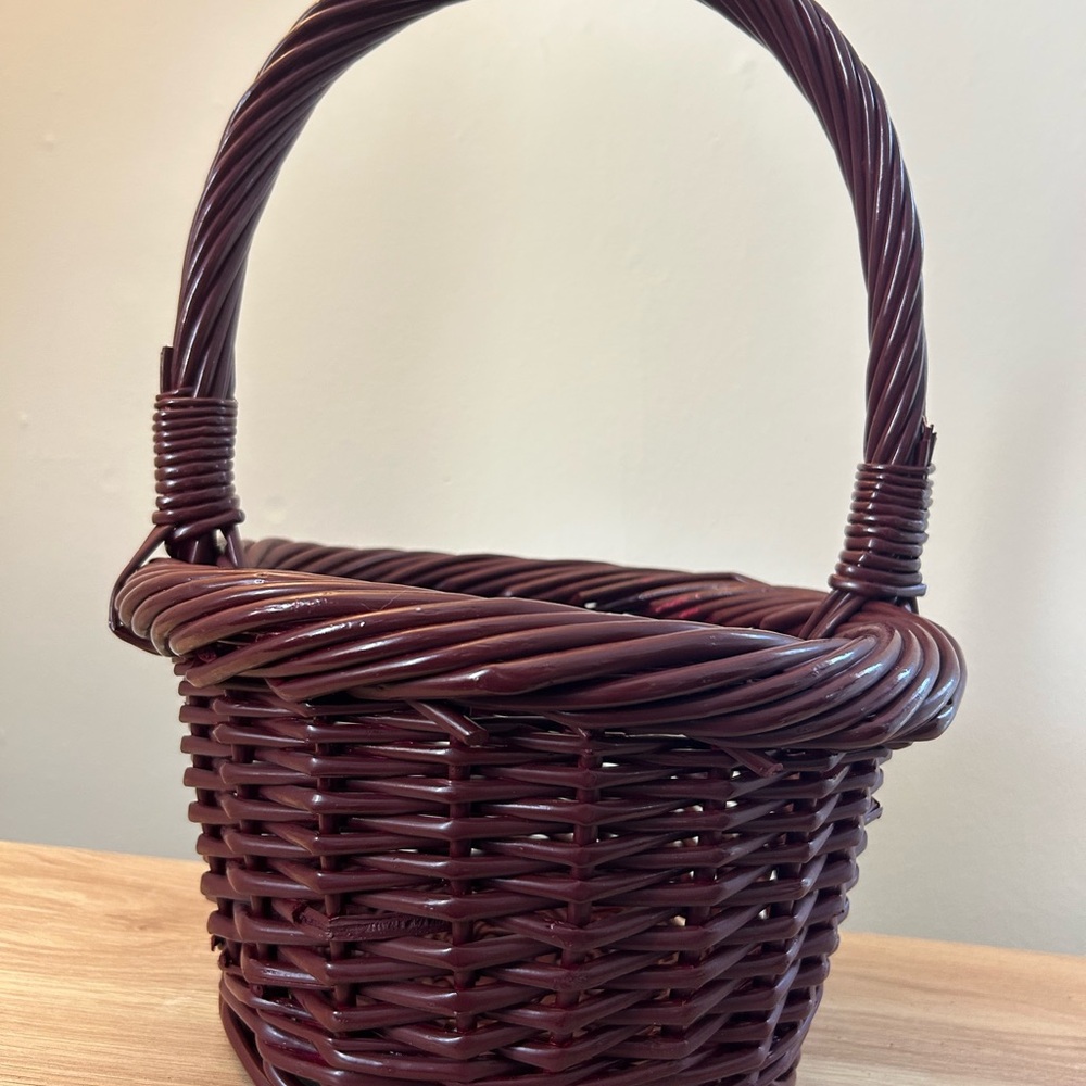 Woven Round Handle Basket - Deep Brown